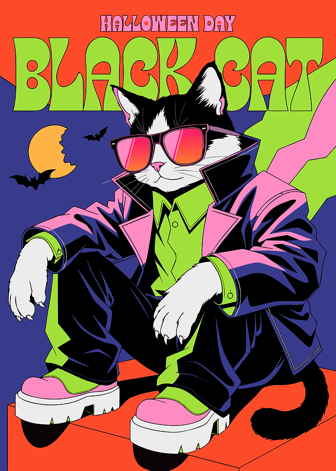Cool Halloween Black Cat Poster