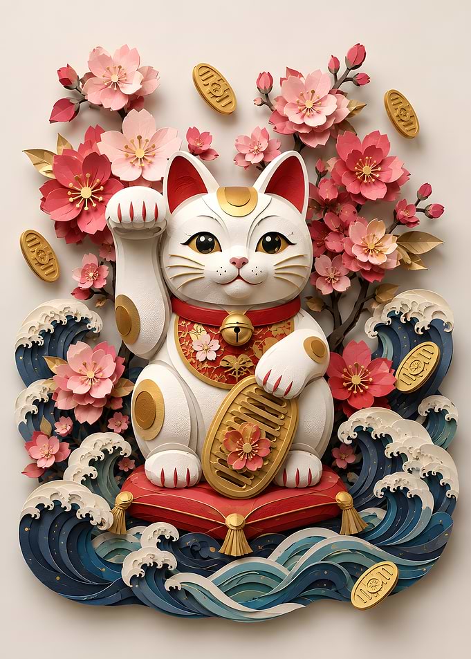 Maneki-neko in Waves