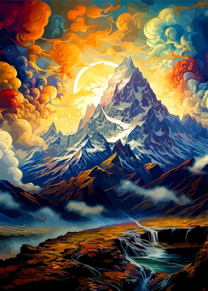 Vibrant Mountain Landscape at Sunset