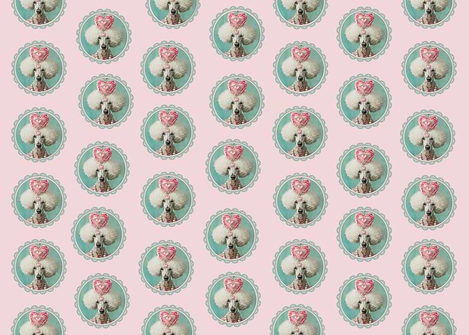 Renaissance Poodle Portrait Seamless Pattern