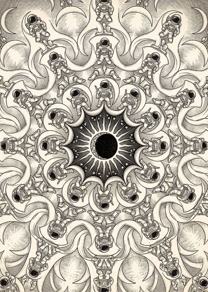 Astronaut Mandala Celestial Art