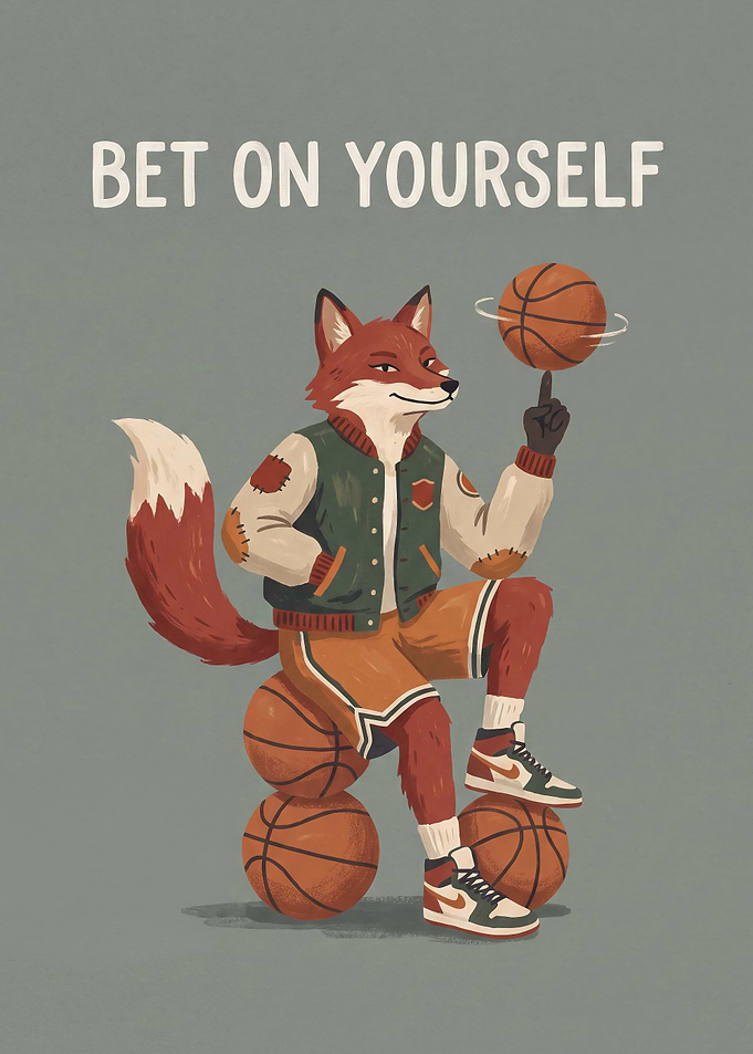 Bet On Yourself Fox Basketball Poster