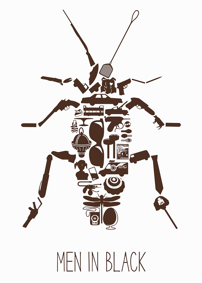 Men in Black Cockroach Silhouette Poster