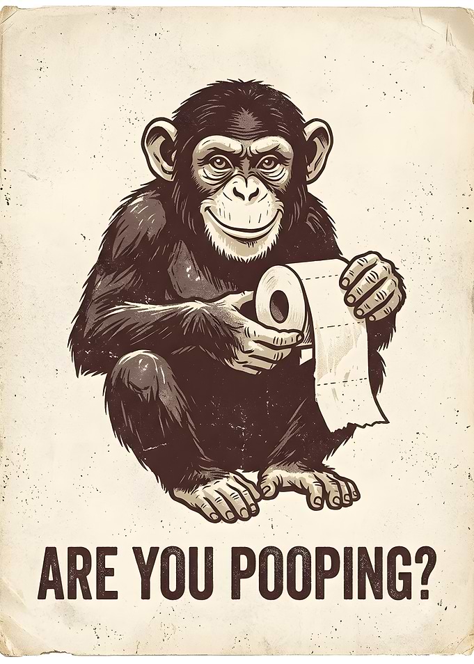 Funny Monkey Toilet Paper Poster