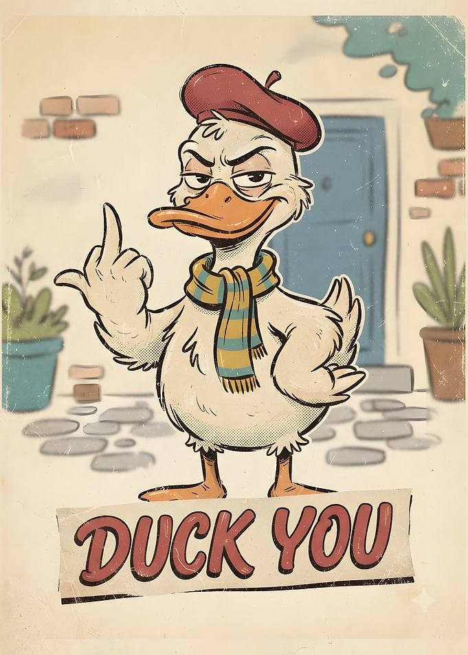 Funny Duck You Retro Poster