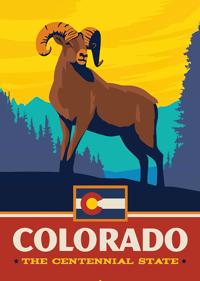 Colorado Bighorn Sheep Travel Poster