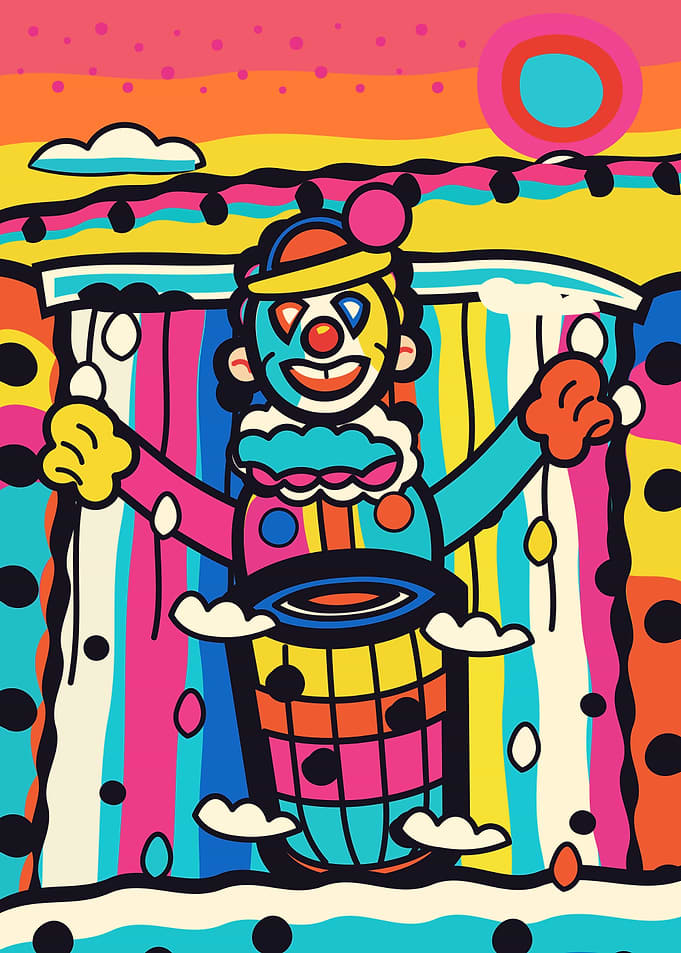 Colorful Pop Art Clown Illustration