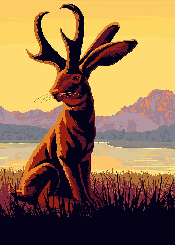 Vintage Style Jackalope Illustration