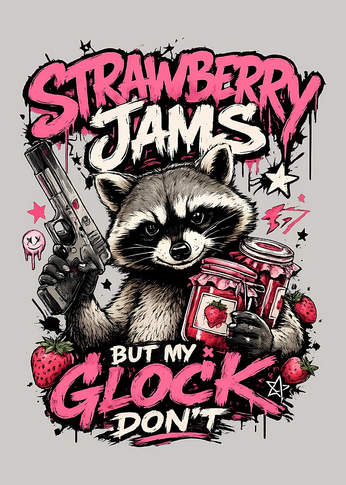 Strawberry Jams Raccoon Graphic
