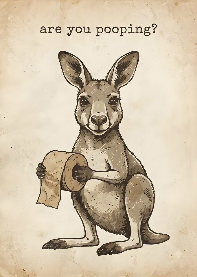 Funny Kangaroo Toilet Paper Poster