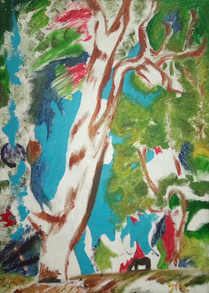 Abstract Expressionist Tree Painting with signature