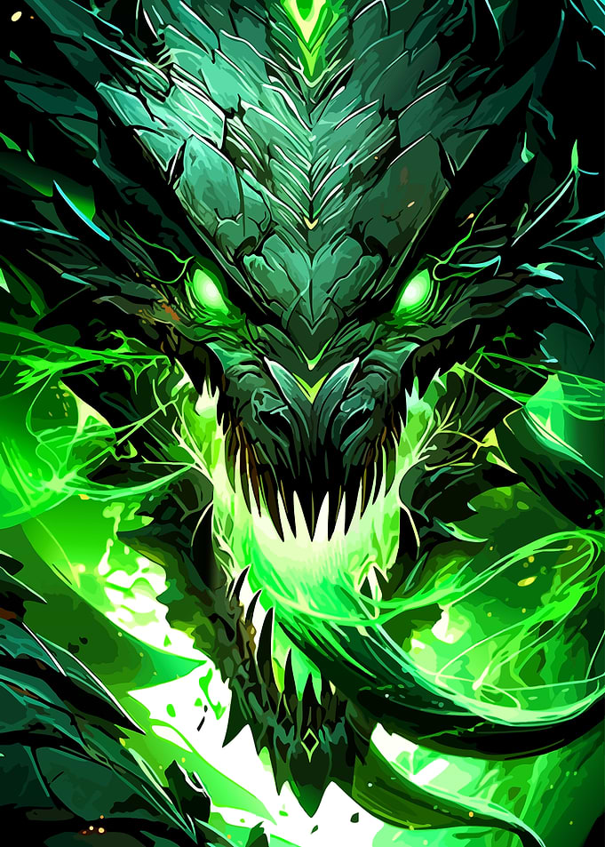 Fierce Green Fire Breathing Dragon