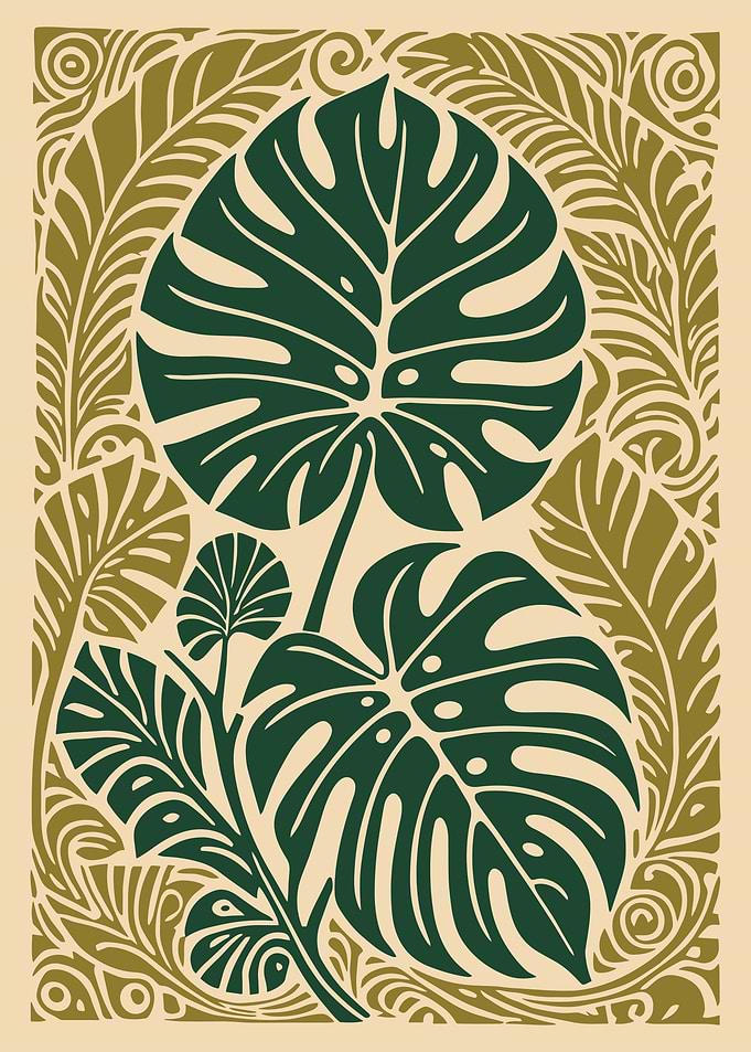 Monstera Leaf Botanical Art Print