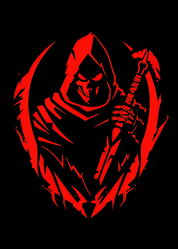 Red Grim Reaper Silhouette Illustration