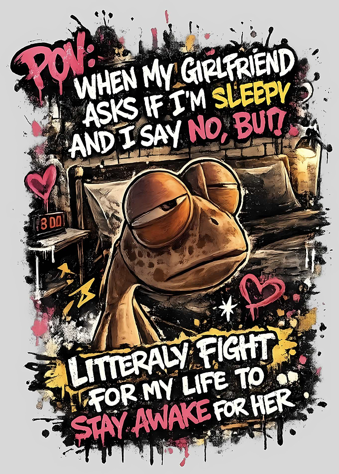 Funny Sleepy Frog Meme Graphic