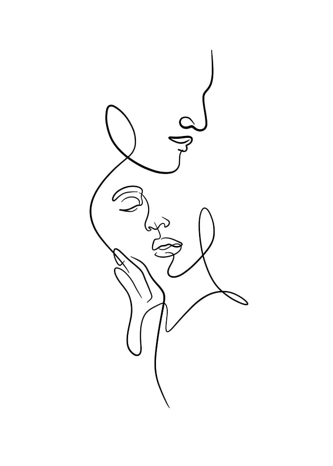 Minimalist One Line Couple Portrait