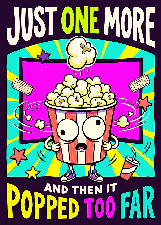 Funny Popcorn Character Movie Poster