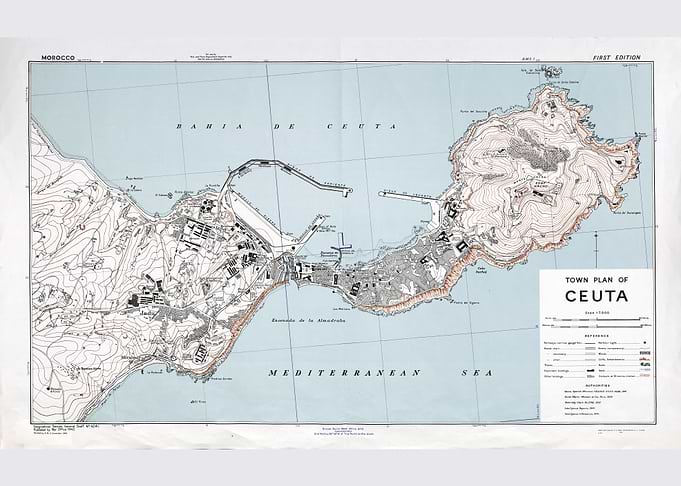 Vintage Town Plan Map of Ceuta