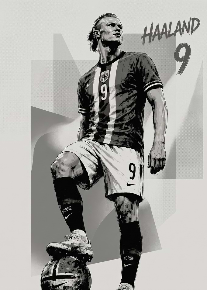 Erling Haaland Norway Soccer Poster