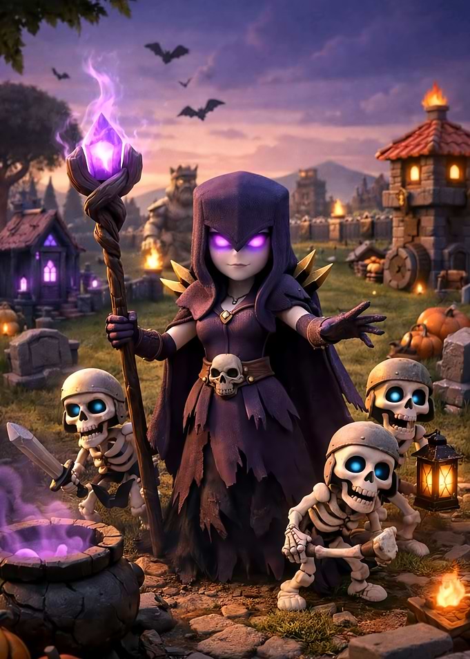 Clash of Clans Witch and Skeletons