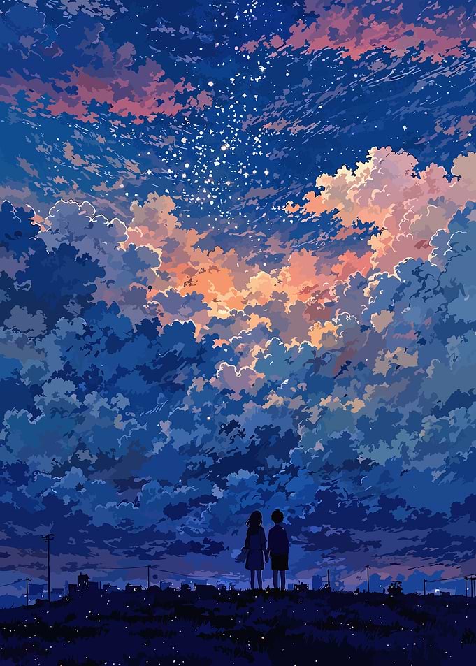 Couple Watching Starry Twilight Sky