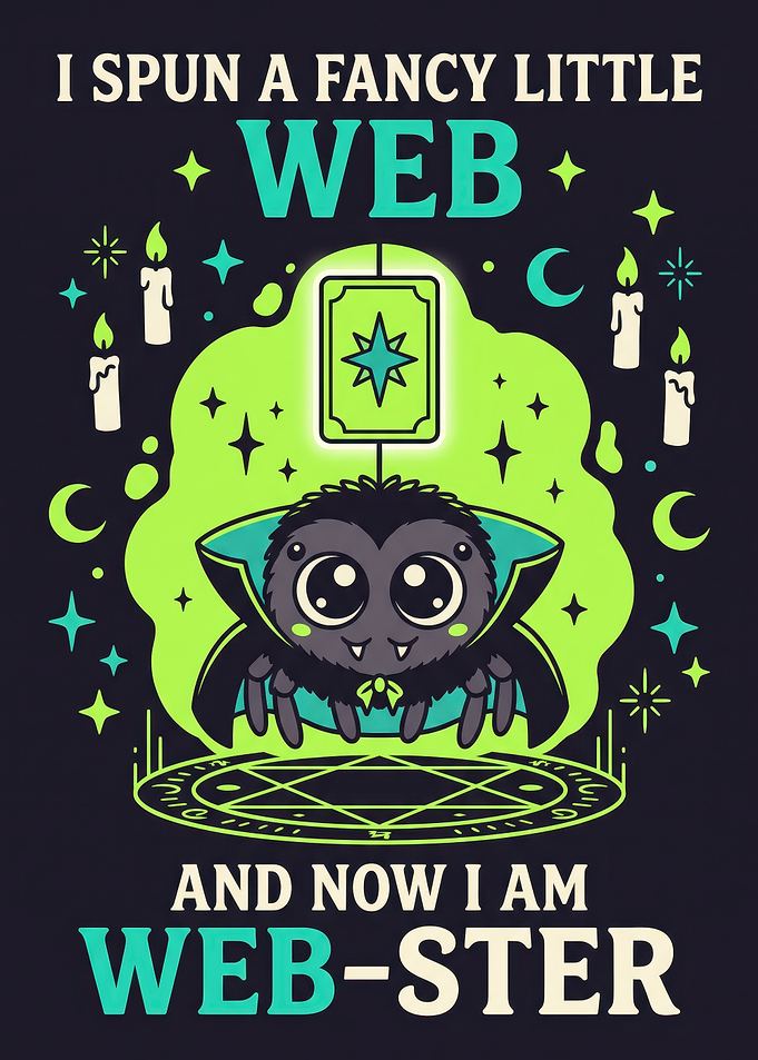 Cute Vampire Spider Web-ster Illustration