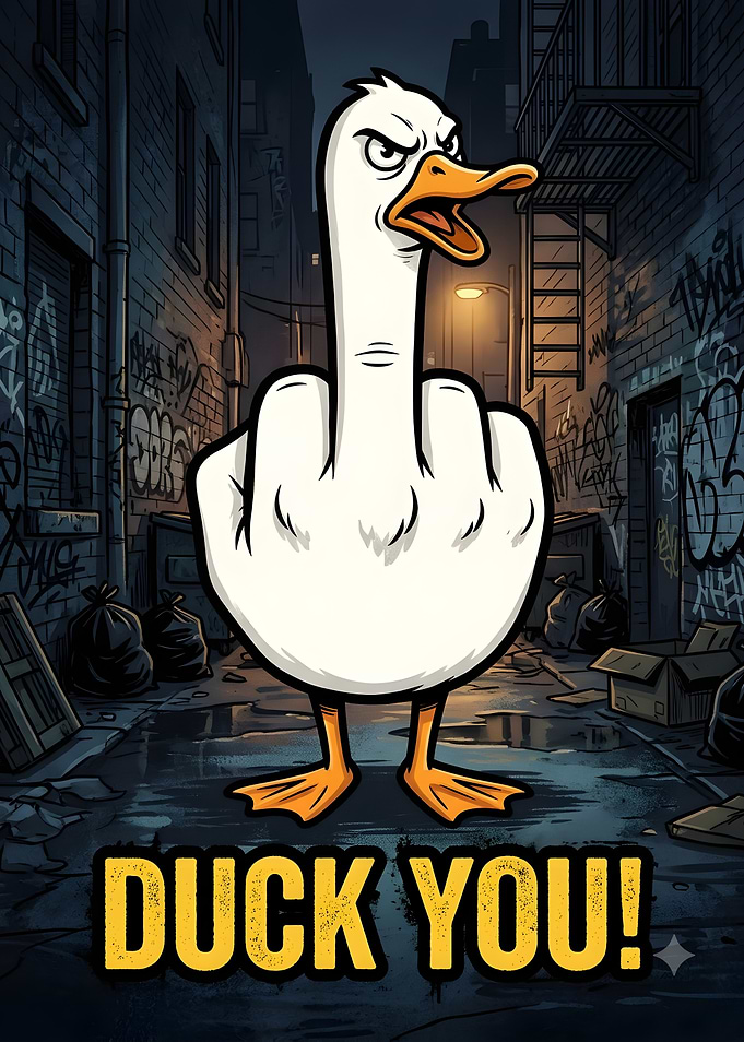 Angry Duck Giving Middle Finger