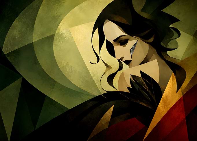 Abstract Geometric Portrait of a Woman