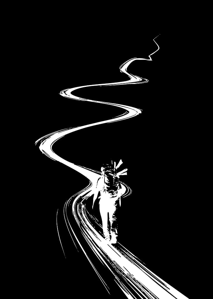Lone Hiker on Winding Path