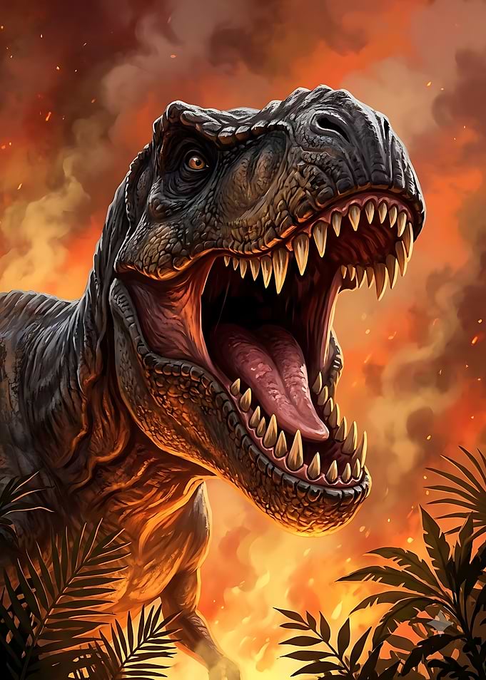 Fierce Tyrannosaurus Rex in Fire