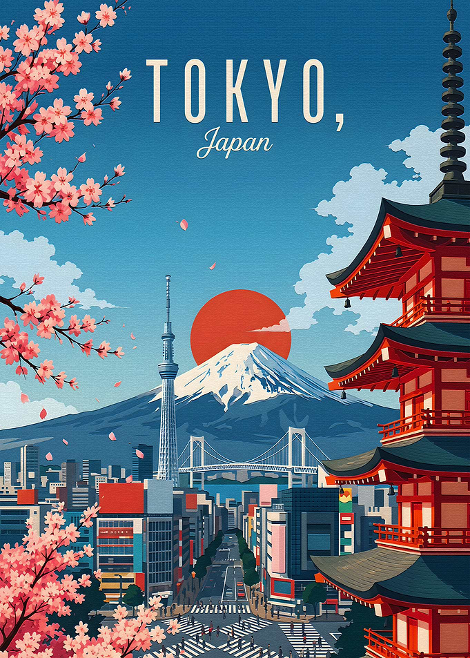 Tokyo Japan Travel Poster Art