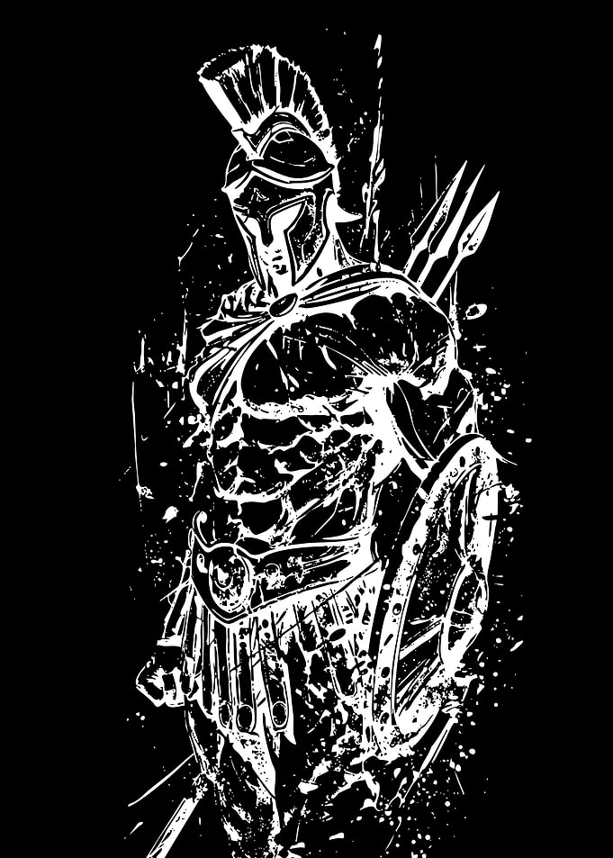 Spartan Warrior Ink Splatter Art