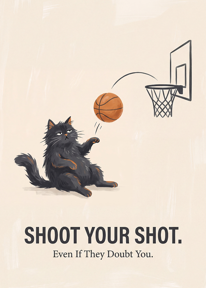 Funny Cat Playing Basketball Poster