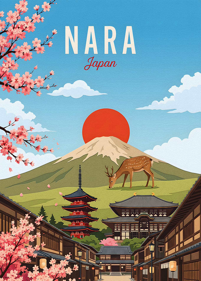 Nara Japan Travel Poster