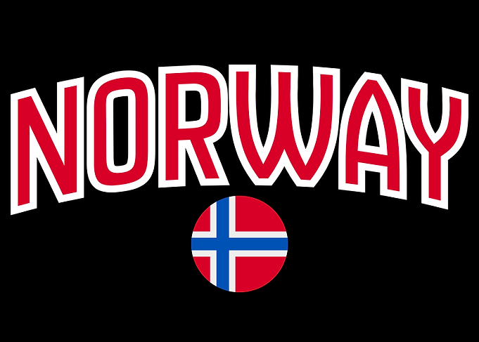 Norway Text and Flag Graphic