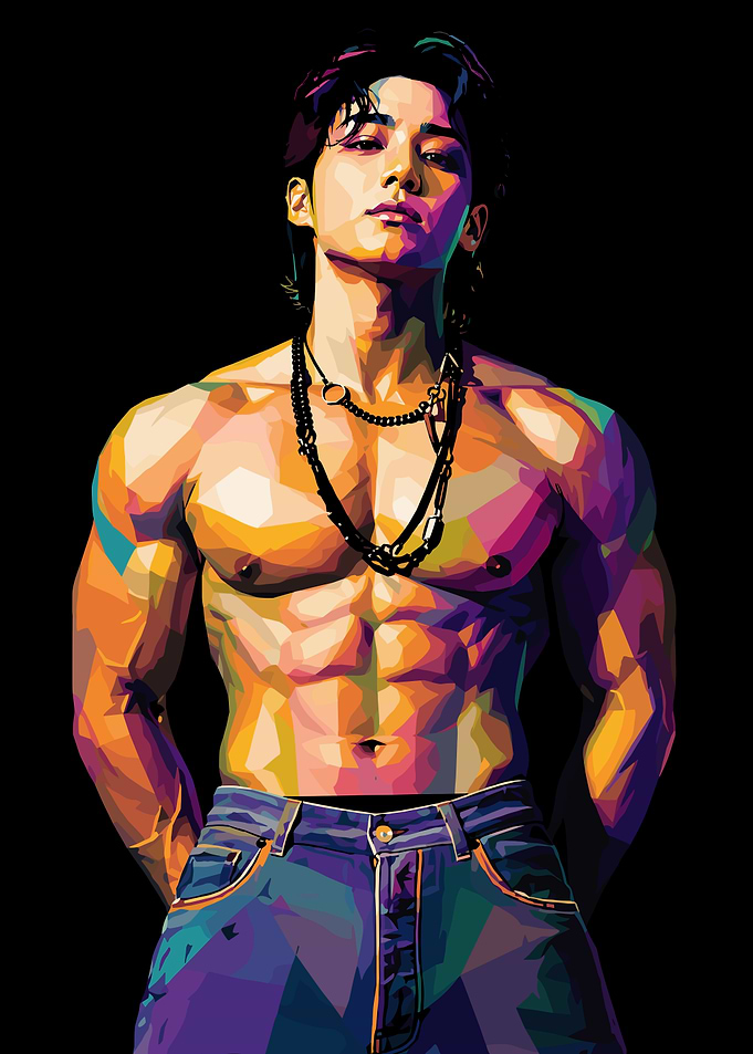 WPAP Style Muscular Male Portrait