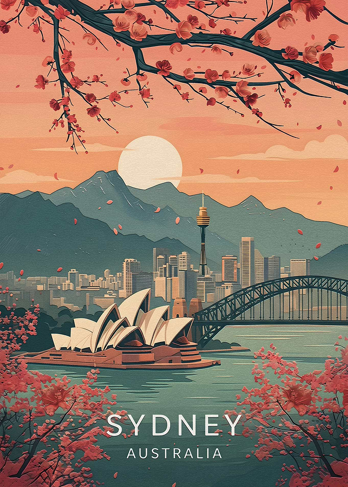 Sydney Australia Travel Poster Art