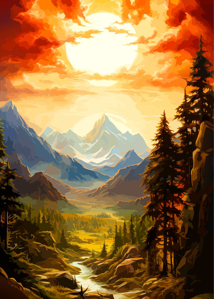 Golden Sunset Over Mountain Valley