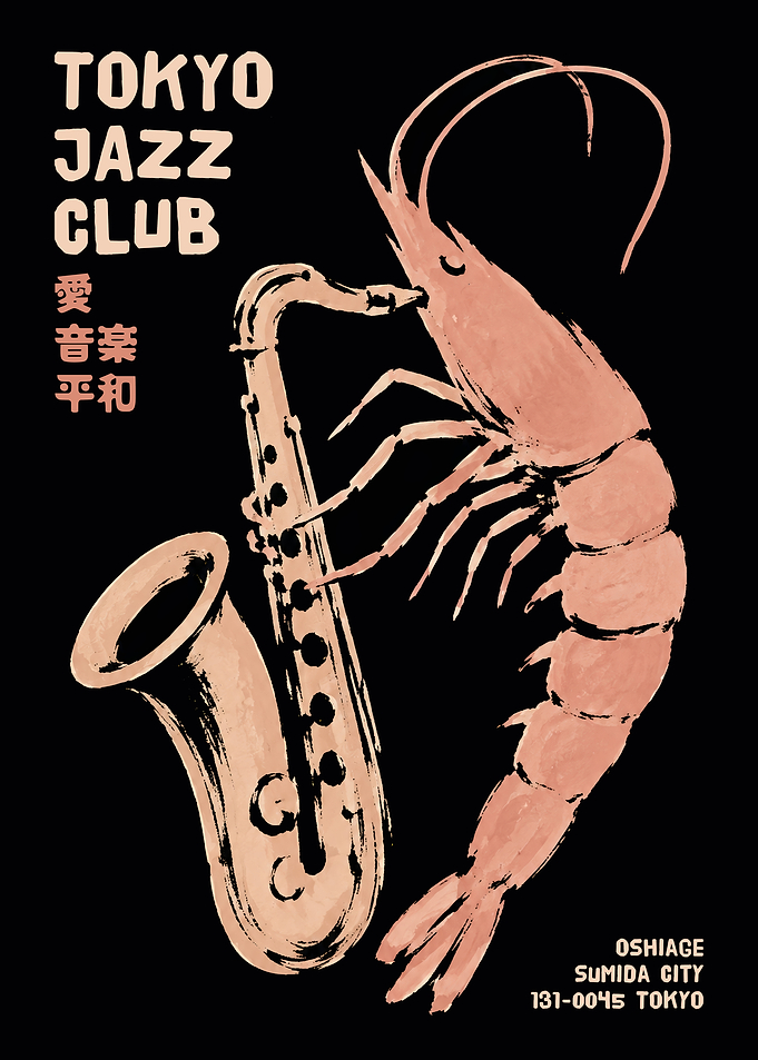 Tokyo Jazz Club Shrimp Saxophone Poster
