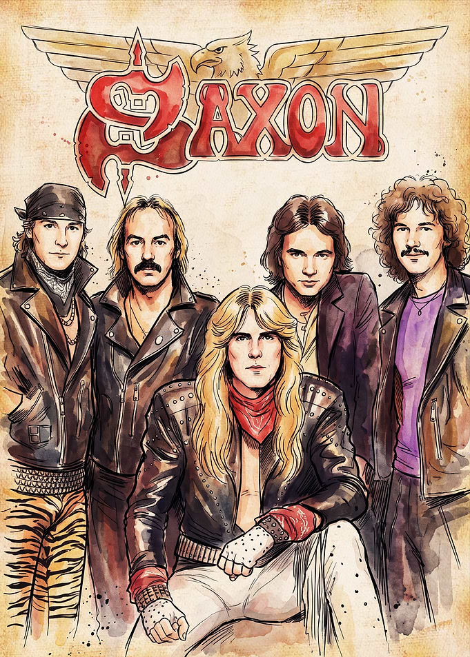Saxon Heavy Metal Band Illustration