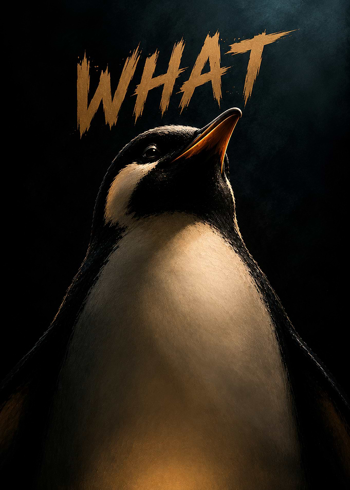 Funny Penguin WHAT Poster