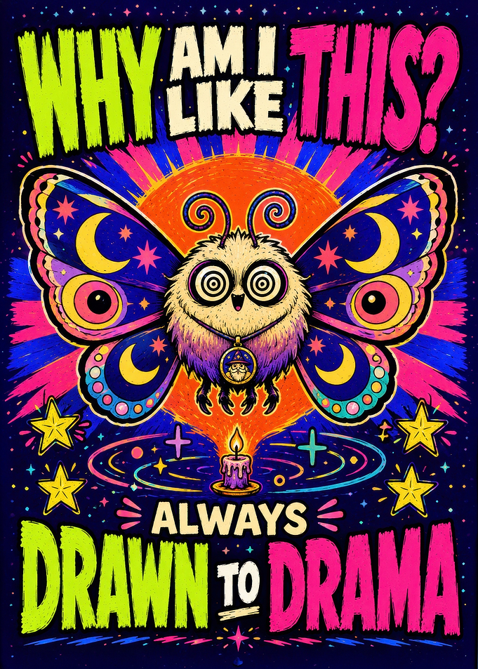 Drawn to Drama Moth Illustration