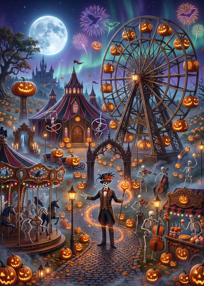 Spooky Halloween Carnival at Night