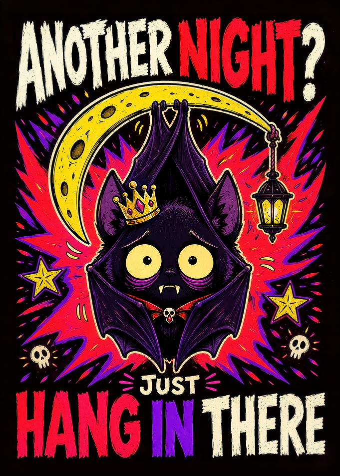 Cute Vampire Bat Cat Illustration
