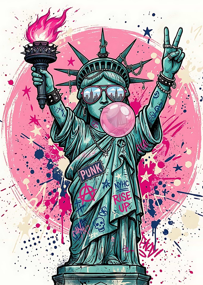Punk Rock Statue of Liberty Illustration
