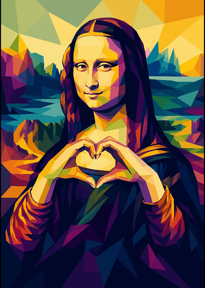 Pop Art Mona Lisa Heart Hands