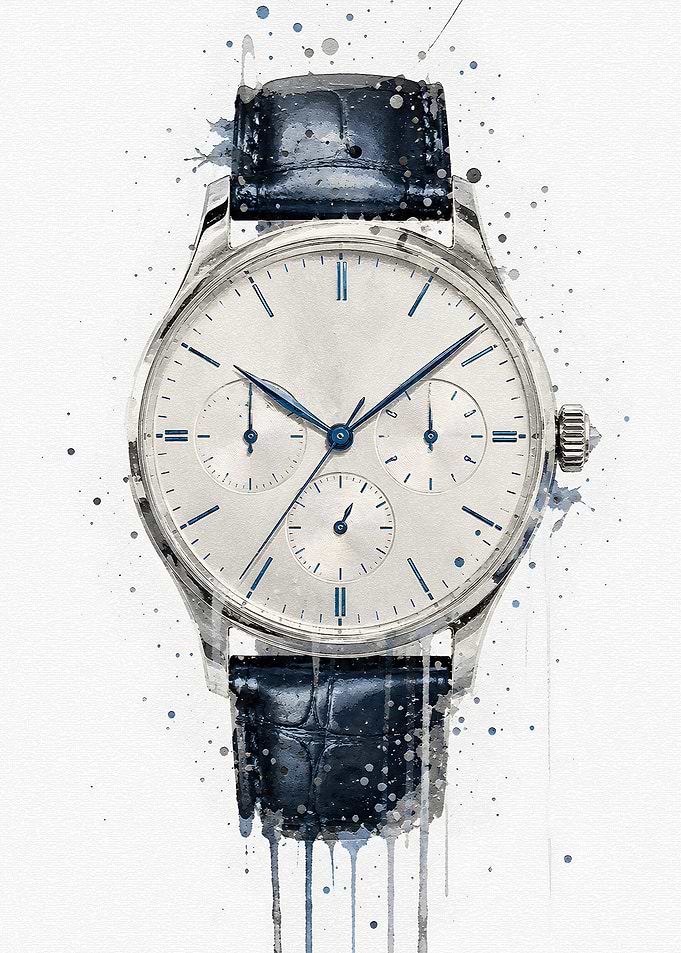 Watercolor Chronograph Watch Illustration