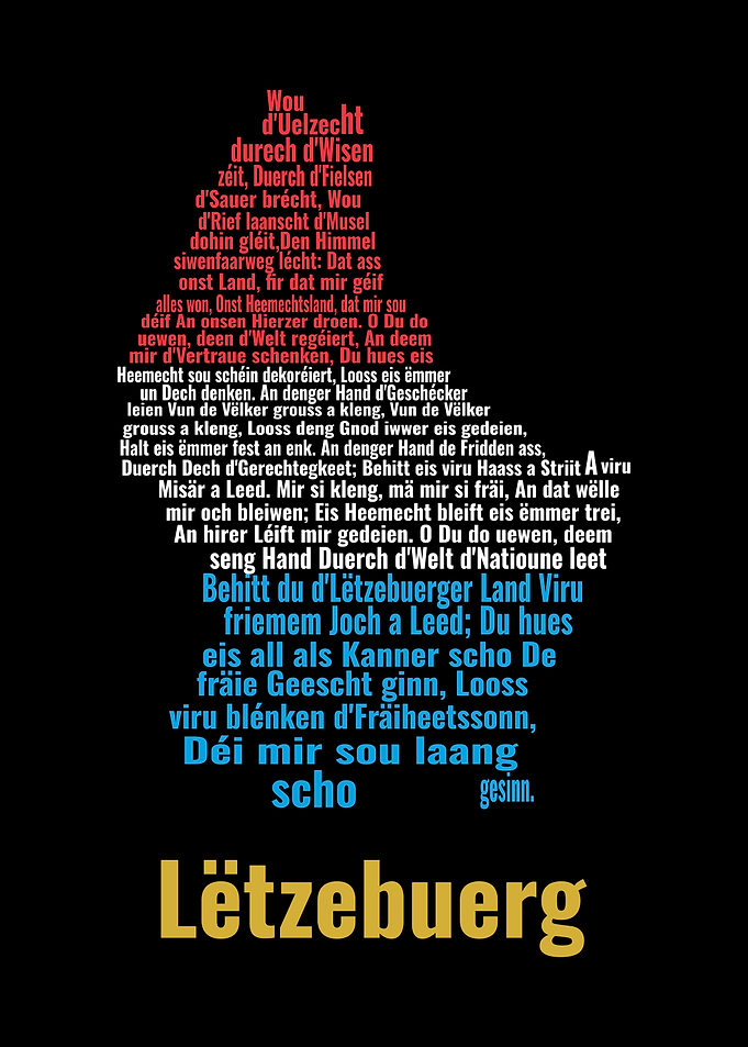 Luxembourg National Anthem Text Art