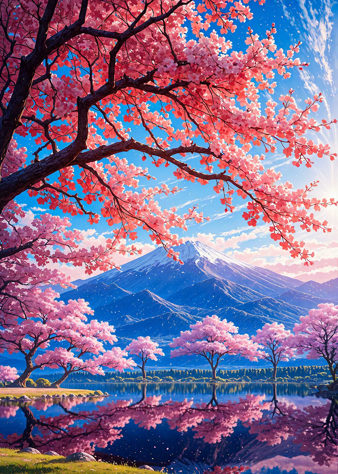 Mount Fuji and Cherry Blossoms Japan Landscape