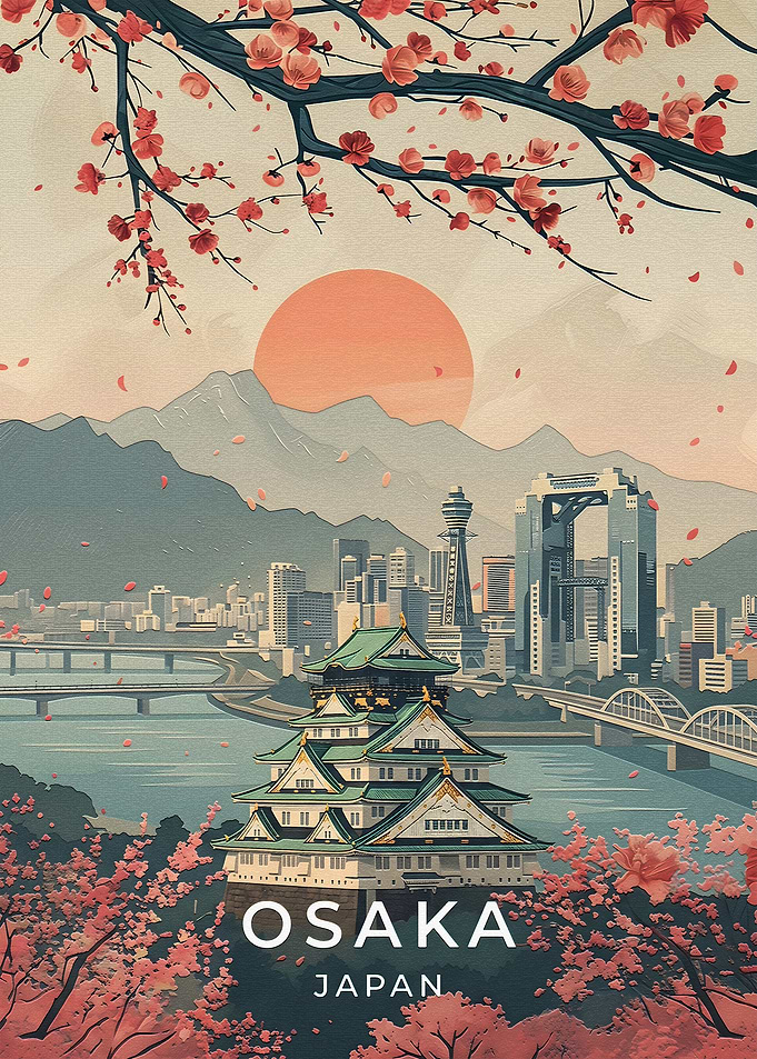 Osaka Japan Travel Poster